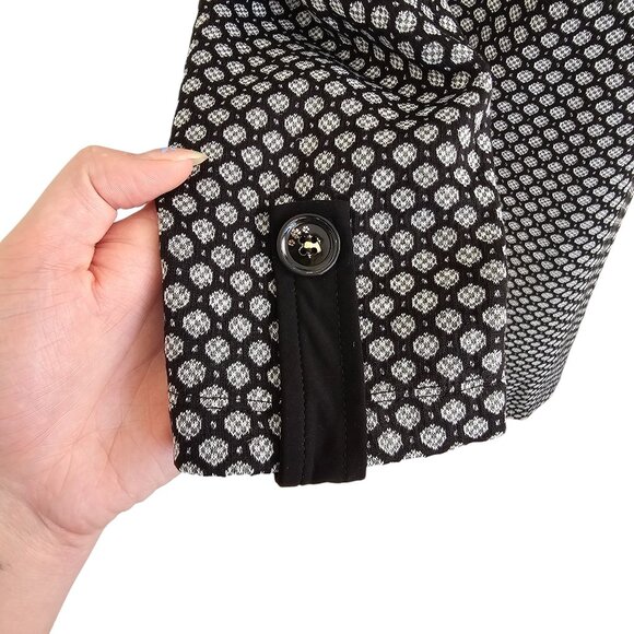 Joseph Ribkoff Black White Patterned Long Sleeve Button Dress / Top Sz 8 - Picture 4 of 10